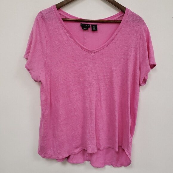 Tahari Womens Linen Beachy Short Sleeve Top Size 1X Coastal Island Vacation - Picture 1 of 8